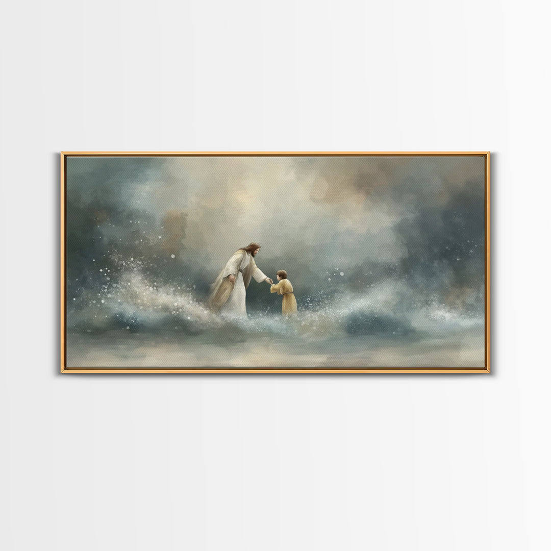 Guiding Calm – Framed Canvas Print – Christian Art Canvas – Christian Wall Art – Jesus Painting – Moody Christian Art – Christian Gift Idea