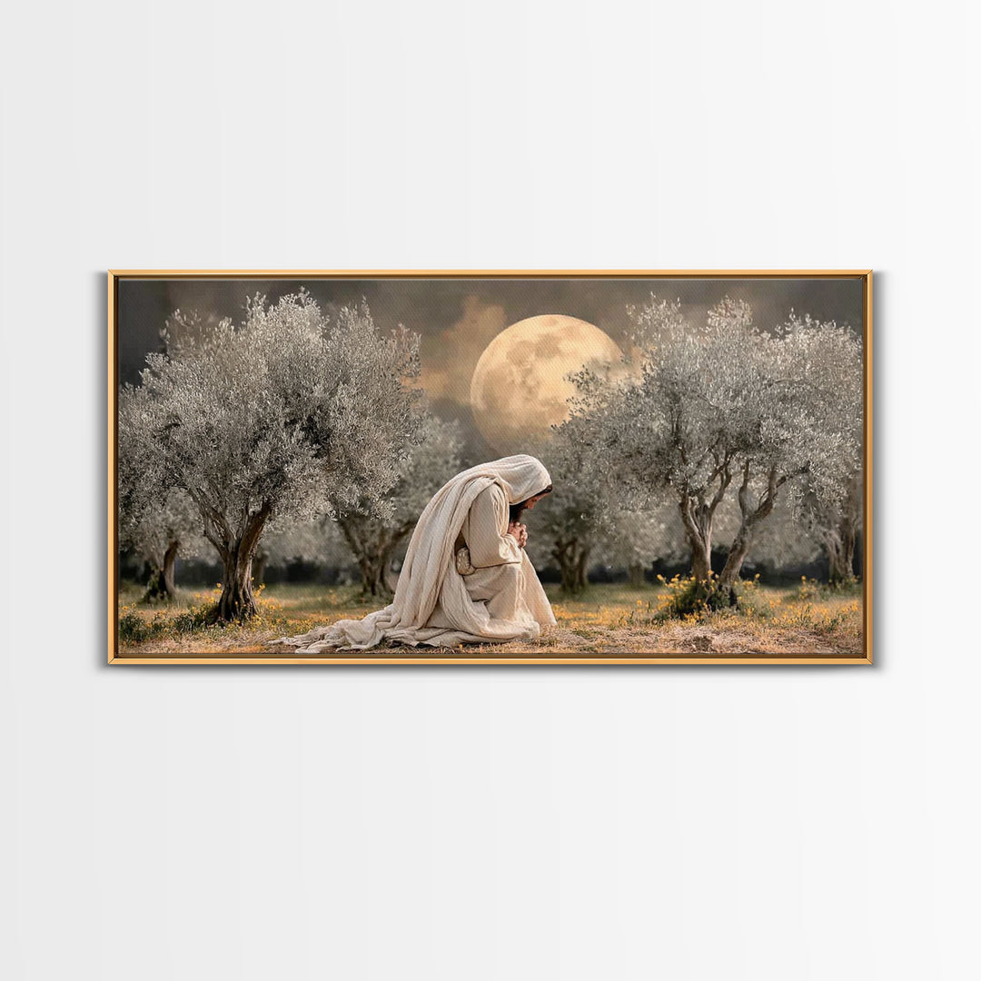 Garden Prayer – Framed Canvas Print – Christian Wall Art – Christian Art Canvas – Jesus Painting – Subtle Christian Art – Christian Gift