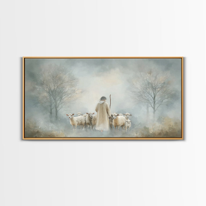 Forest of Stillness – Framed Canvas Print – Christian Wall Art – Christian Art Canvas – Jesus Painting – Moody Christian Art – Christmas Ar