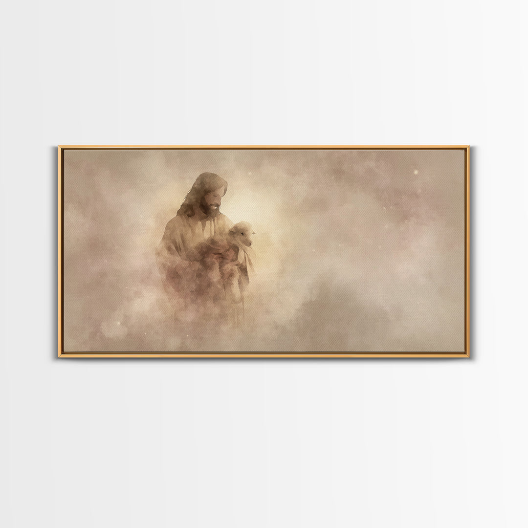 Tender Shepherd Calm | Framed Canvas Print | Christian Art Canvas | Jesus Painting | Modern Christian Art | Christian Wall Art | Christmas