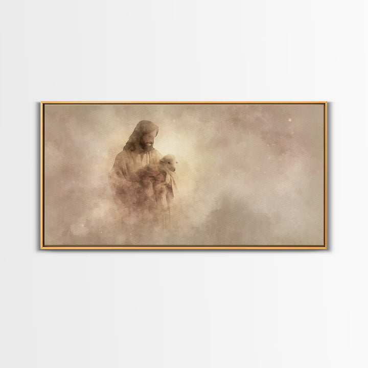Tender Shepherd Calm | Framed Canvas Print | Christian Art Canvas | Jesus Painting | Modern Christian Art | Christian Wall Art | Christmas