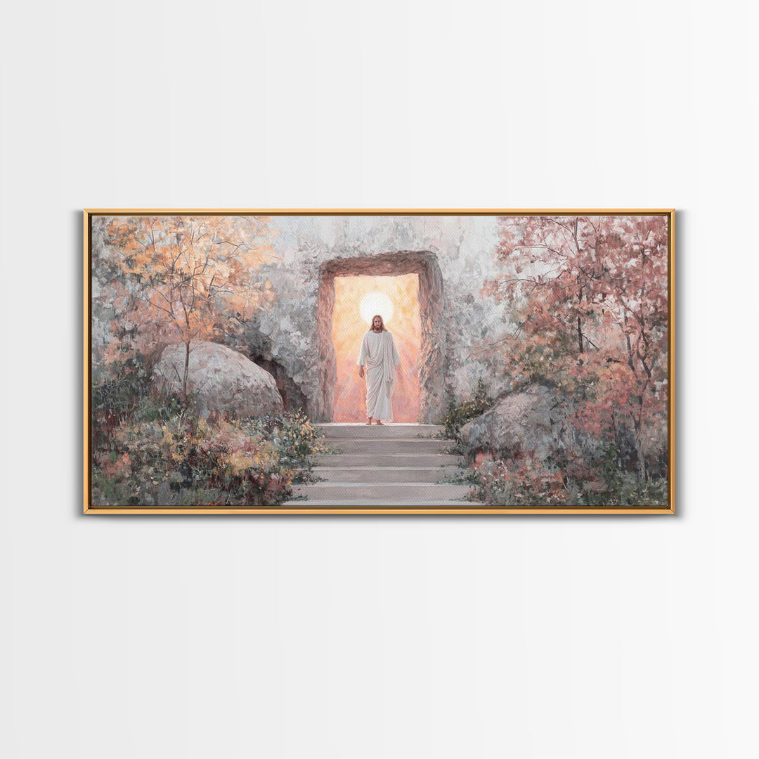 Autumn Resurrection, Framed Canvas Print, Christian Wall Art, Christian Art Canvas, Jesus Painting, Large Christian Art, Christian Christma