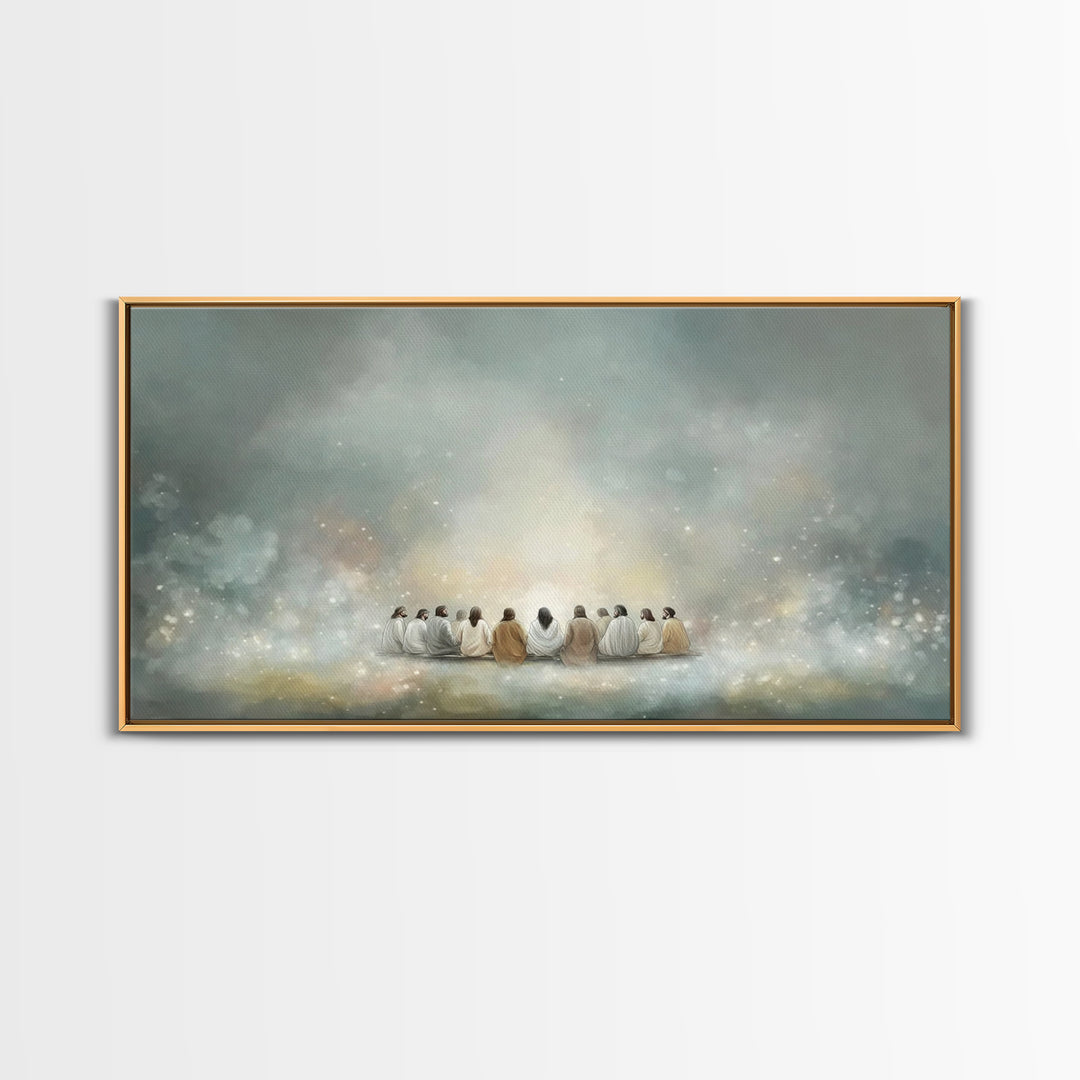 Heavenly Gathering, Framed Canvas Print, Christian Wall Art, Christian Art Canvas, Jesus Painting, Large Christian Art, Christian Gift Idea