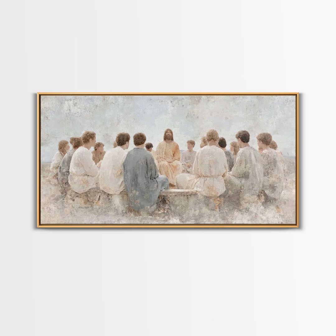 Mountain Sermon – Framed Canvas Print – Christian Art Canvas – Christian Wall Art – Jesus Painting – Christian Gift Ideas – Christian Art