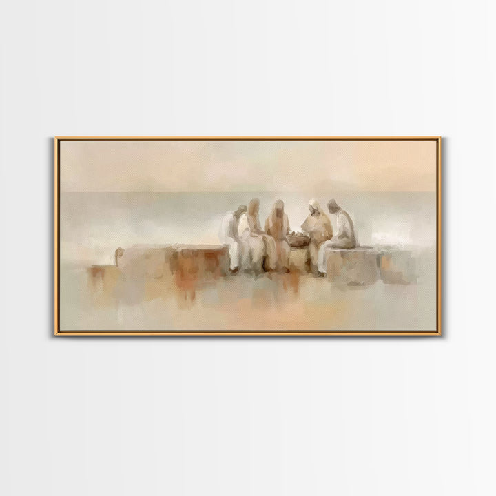 Gathered In Faith | Framed Canvas Print | Christian Art Canvas | Christian Painting | Subtle Christian Art | Christian Wall Art | Christian