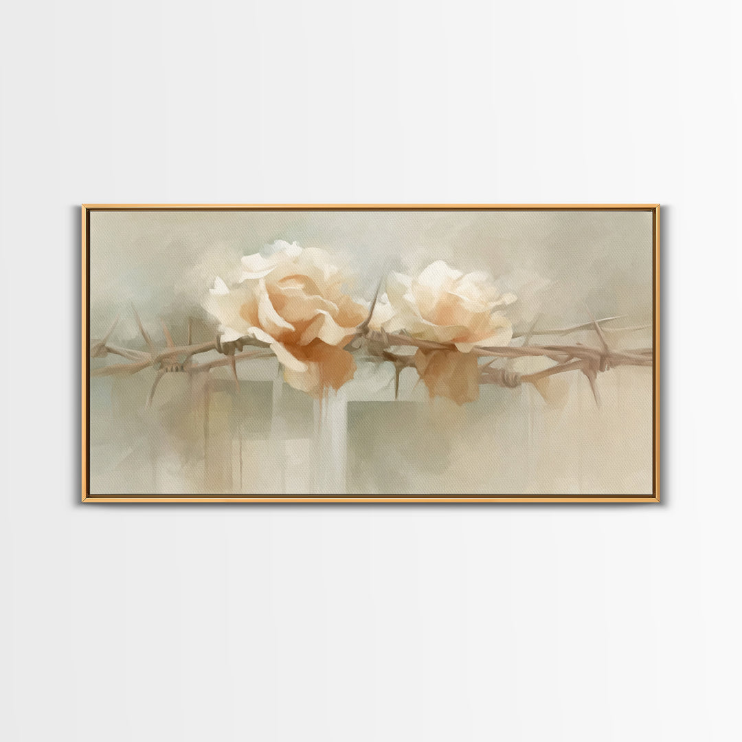 Roses Of Redemption – Framed Canvas Print – Christian Wall Art – Christian Art Canvas – Christian Decor – Christian Painting – Modern Chris