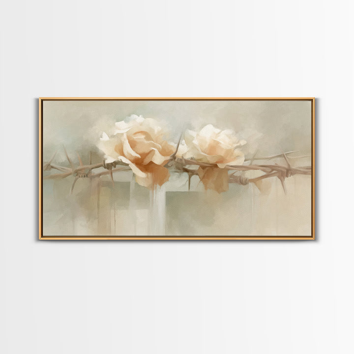 Roses Of Redemption – Framed Canvas Print – Christian Wall Art – Christian Art Canvas – Christian Decor – Christian Painting – Modern Chris
