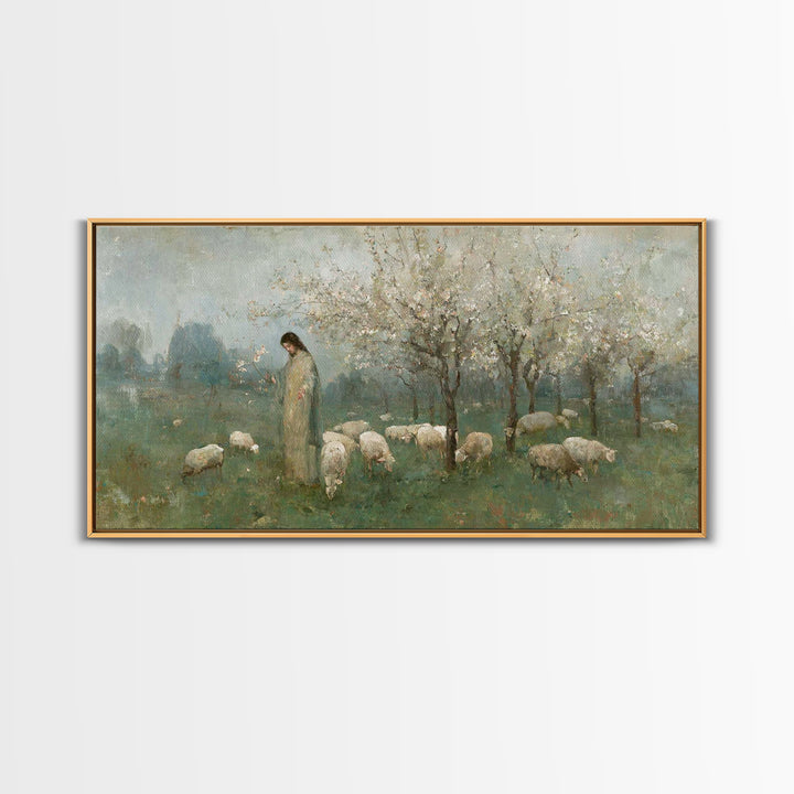Morning Pasture Blessing – Framed Canvas Print – Christian Wall Art – Jesus Canvas Art – Christian Decoration – Christmas Art – Christian A