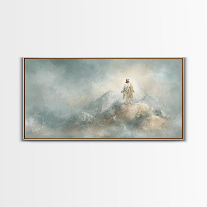 Light Upon The Mountain – Framed Canvas Print – Christian Art Print – Jesus Painting – Christian Christmas Art – Modern Christian Art – Chr