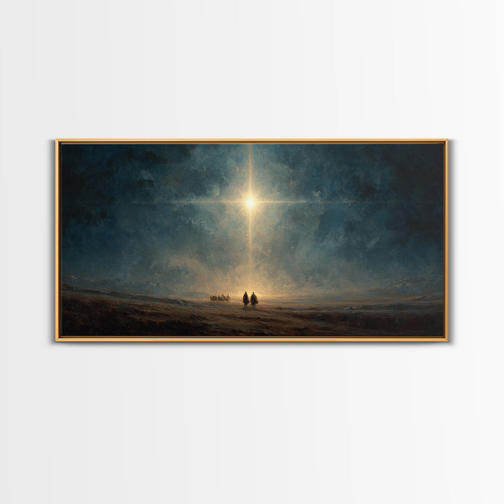 Night Of Glory – Framed Canvas Print – Christian Christmas Art – Christian Wall Art – Christian Art Canvas – Moody Christmas Art – Jesus Pa