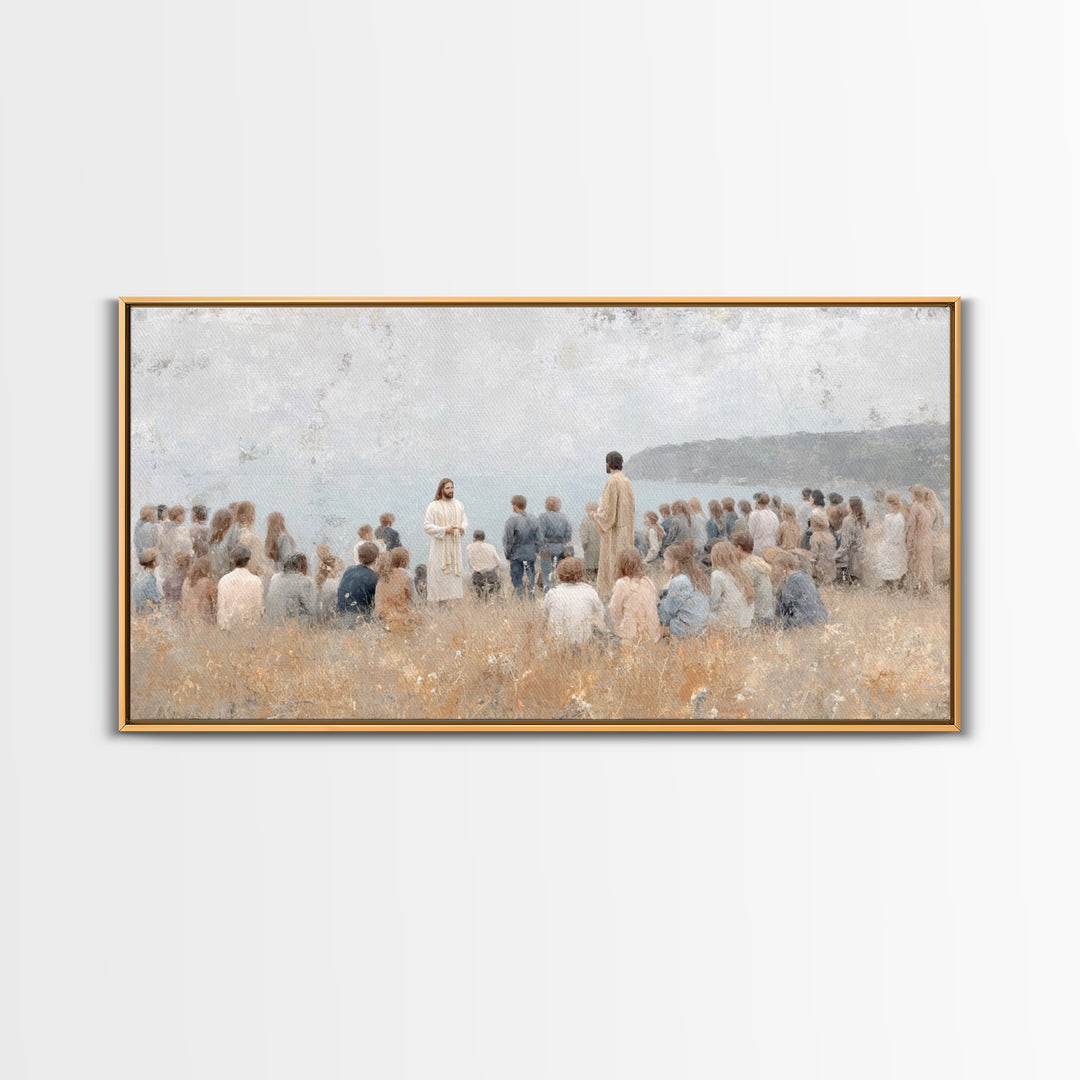 Shore Of Promise – Framed Canvas Print – Jesus Painting – Christian Wall Art – Christian Art Canvas – Minimalist Christian Art – Christian