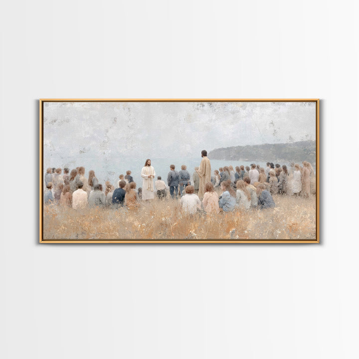 Shore Of Promise – Framed Canvas Print – Jesus Painting – Christian Wall Art – Christian Art Canvas – Minimalist Christian Art – Christian