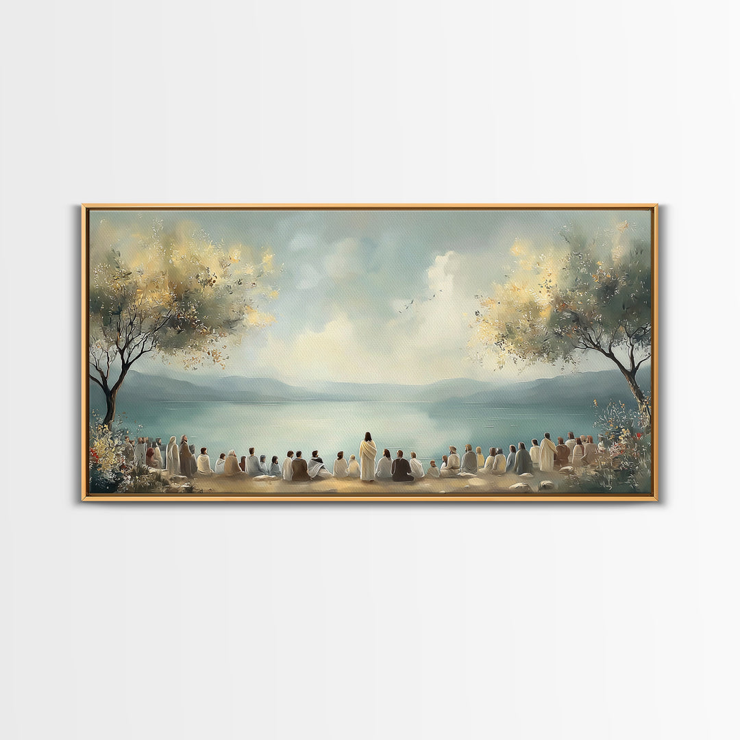 Peaceful Gathering – Framed Canvas Print – Christian Art Canvas – Christian Wall Art – Jesus Painting – Christian Art Print – Christian Chr