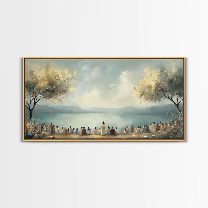 Peaceful Gathering – Framed Canvas Print – Christian Art Canvas – Christian Wall Art – Jesus Painting – Christian Art Print – Christian Chr