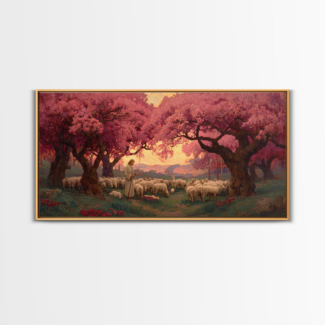 Shepherd’s Promise – Framed Canvas Print – Christian Art Canvas – Christian Wall Art – Large Jesus Painting – Christian Painting – Christia