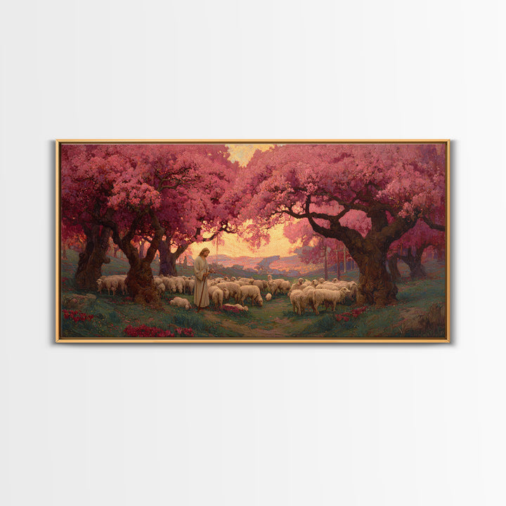 Shepherd’s Promise – Framed Canvas Print – Christian Art Canvas – Christian Wall Art – Large Jesus Painting – Christian Painting – Christia