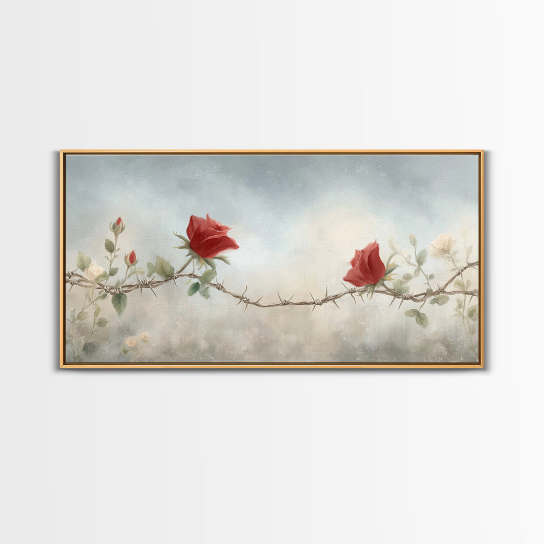 Roses Of Mercy | Framed Canvas Print | Christian Wall Art | Christian Art Canvas | Subtle Christian Art | Modern Christian Art | Christian