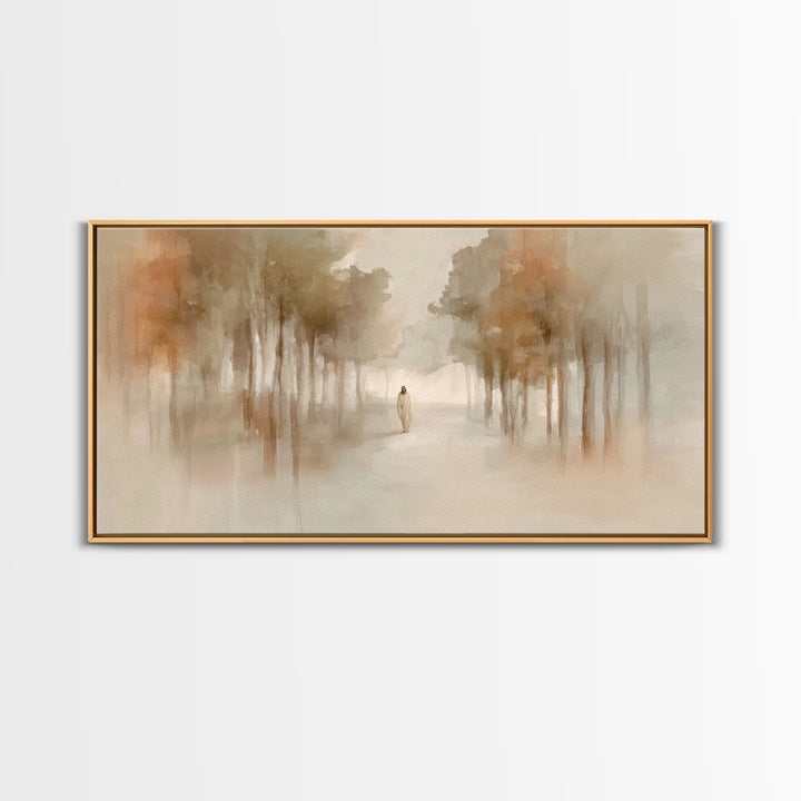 Quiet Footsteps – Framed Canvas Print – Christian Art Print – Christian Wall Art – Minimalist Christian Art – Jesus Painting – Christian Ar
