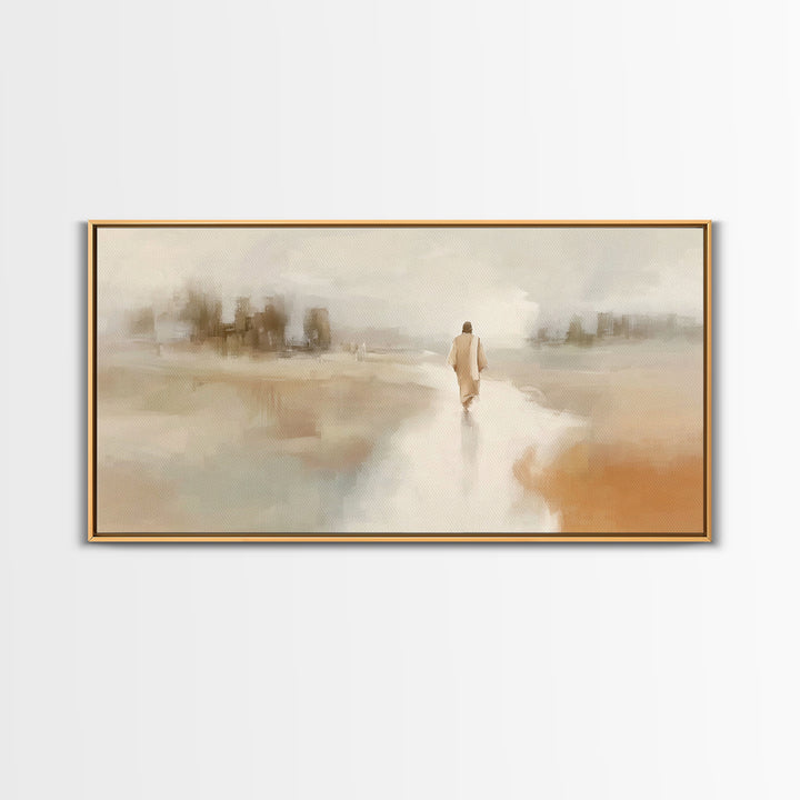 Silent Dawn Journey – Framed Canvas Print – Christian Art Canvas – Christian Wall Art – Jesus Painting – Christian Gift