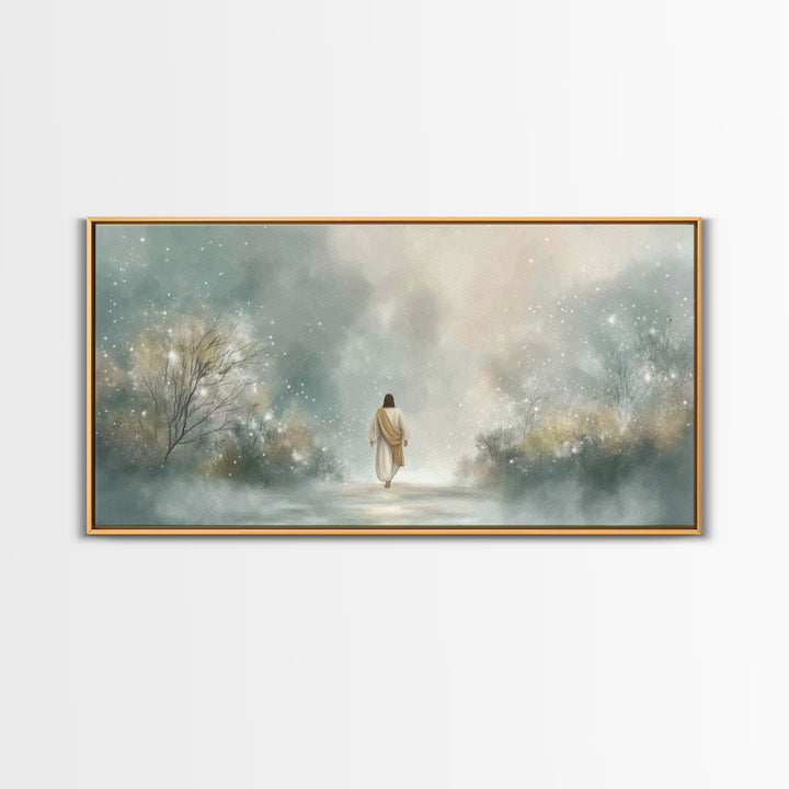 Walk Of Light | Framed Canvas Print | Jesus Painting | Christian Art Canvas | Christian Wall Art | Christmas Art