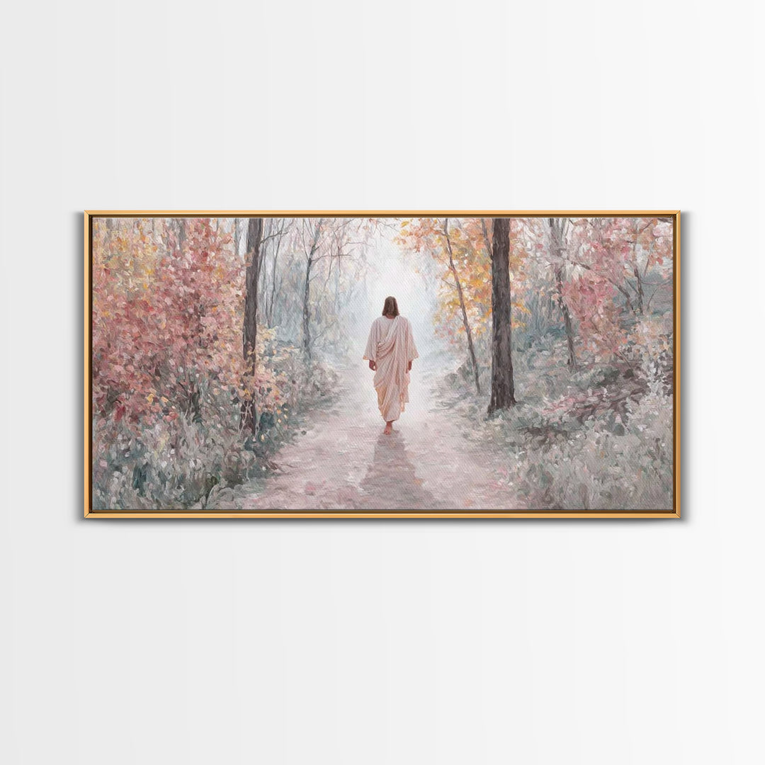 Soft Heavenly Road | Framed Canvas Print | Christian Art Canvas | Jesus Painting | Christian Wall Art | Christian Decor