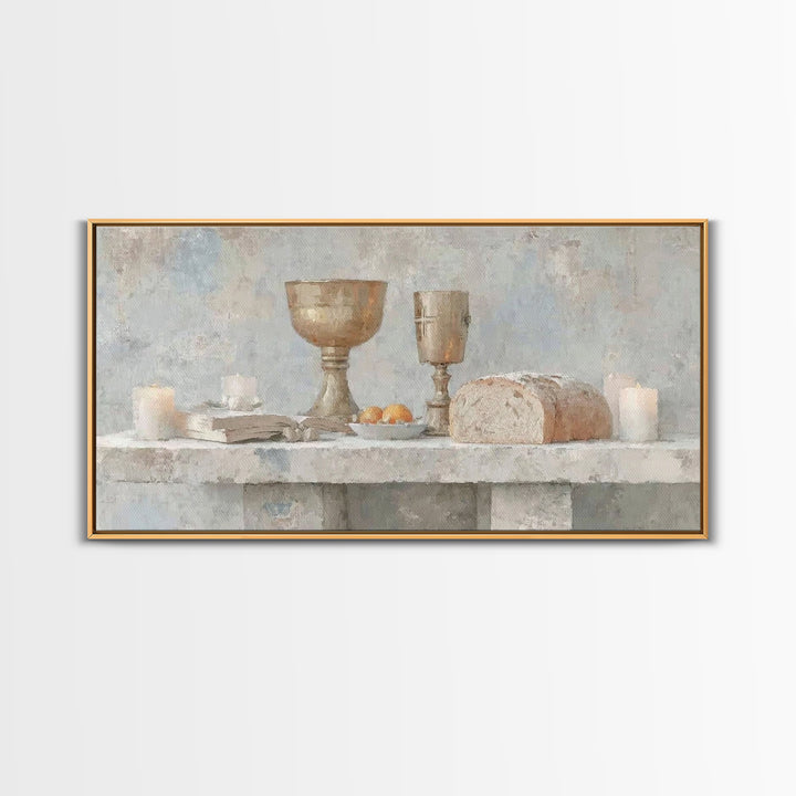 Bread Of Blessing – Framed Canvas Print – Christian Wall Art – Christian Art Print – Vintage Christian Art – Christian Gift – Christmas Art