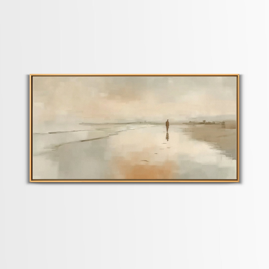 Silent Footsteps – Framed Canvas Print – Christian Art Print – Jesus Painting – Christian Wall Art – Modern Christian Art – Christmas Wall