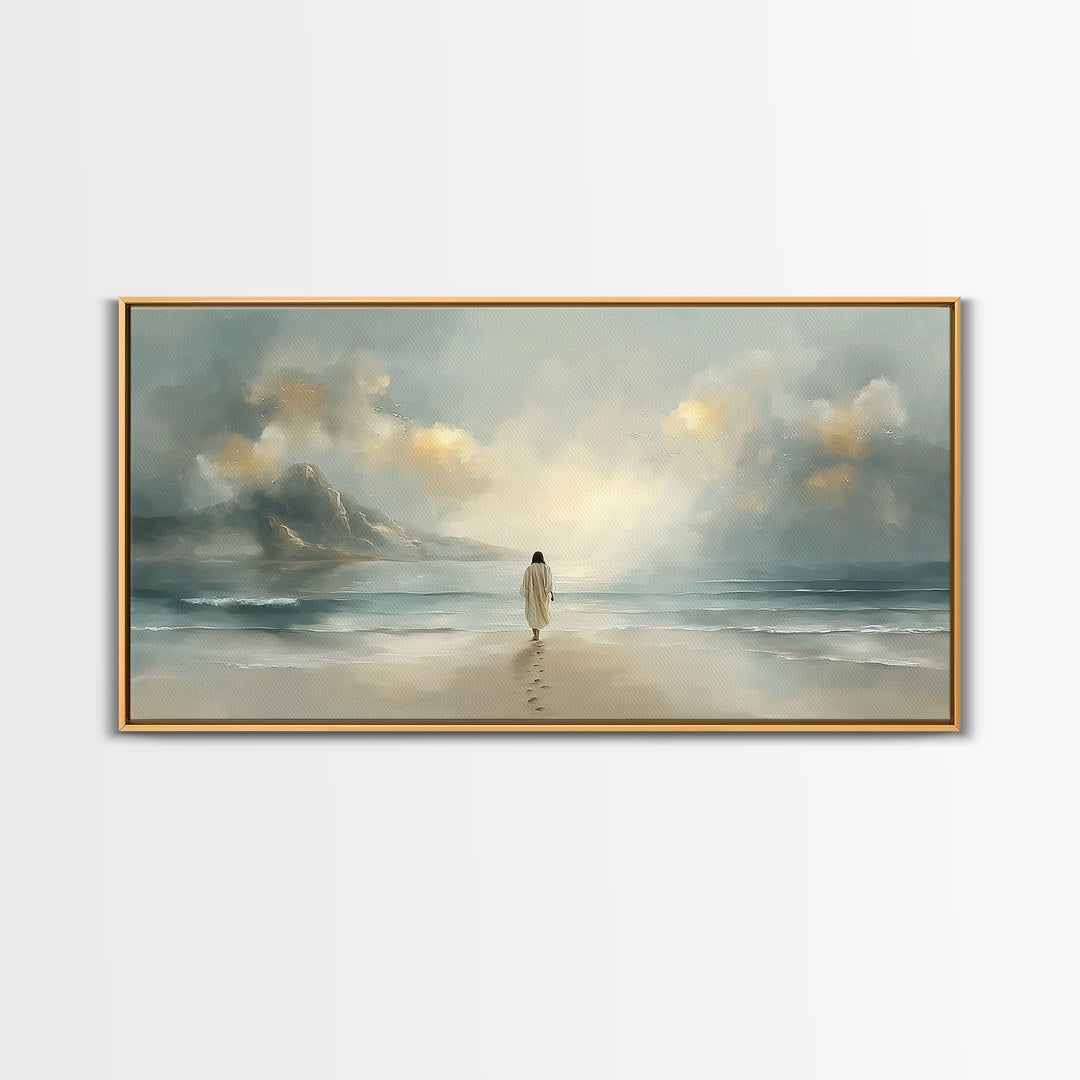 Heavenly Shore – Framed Canvas Print – Christian Christmas Art – Christian Art Canvas – Jesus Painting – Christian Wall Art – Large Christi
