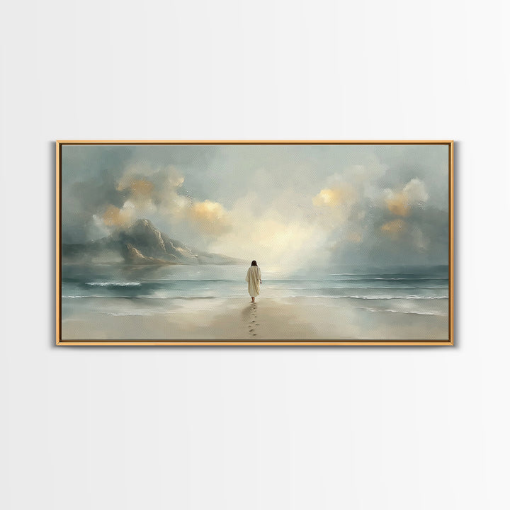 Heavenly Shore – Framed Canvas Print – Christian Christmas Art – Christian Art Canvas – Jesus Painting – Christian Wall Art – Large Christi