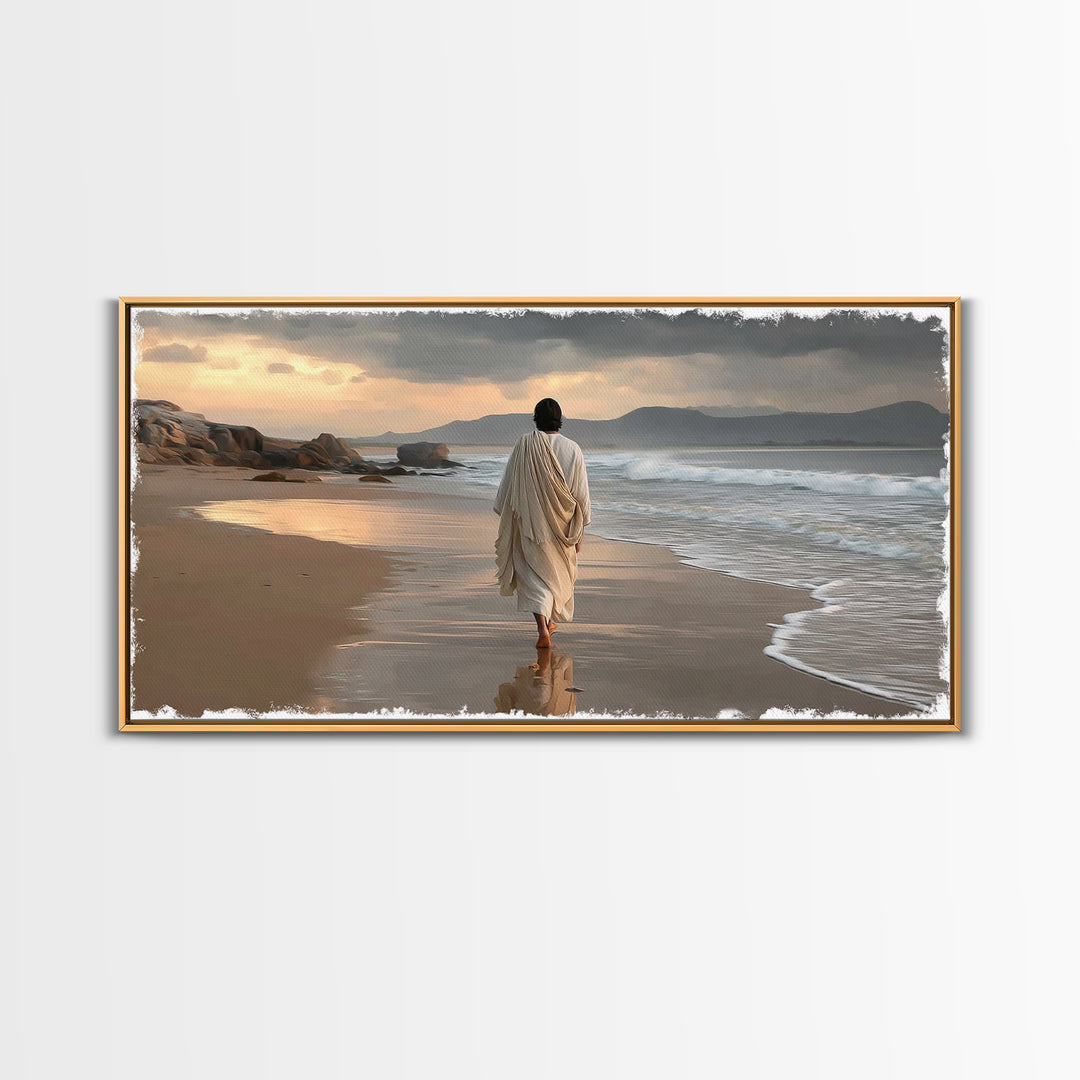 Sacred Journey – Framed Canvas Print – Jesus Painting – Christian Wall Art – Christian Art Canvas – Vintage Christian Art – Christmas Art
