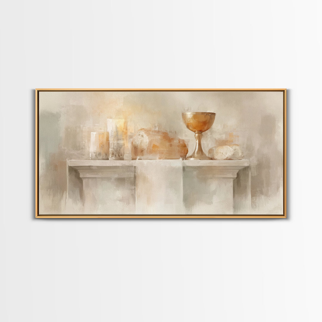Golden Chalice Light | Framed Canvas Print | Christian Art Canvas | Christian Wall Art | Minimalist Christian Art | Christian Decor | Chris