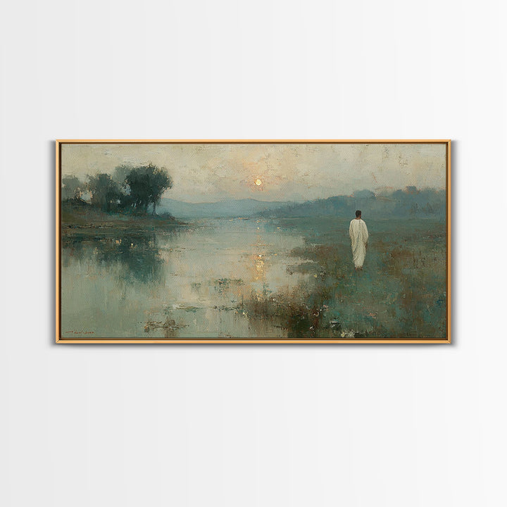 Lowland Dawn – Framed Canvas Print – Christian Art Canvas – Christian Wall Art – Jesus Painting – Subtle Christian Art – Christian Gift Ide