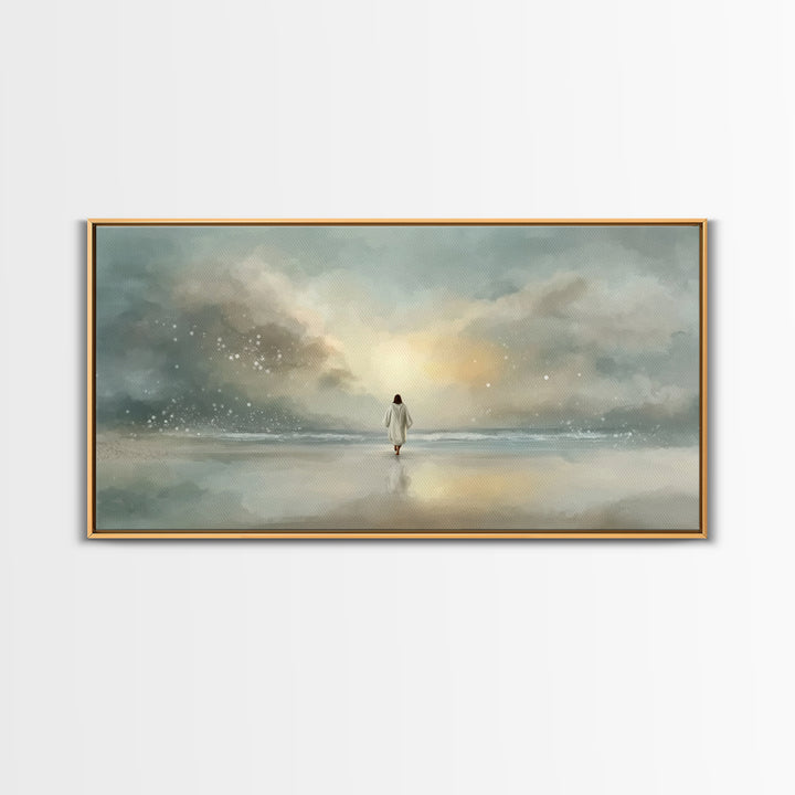 Heaven’s Glow – Framed Canvas Print – Christian Wall Art – Jesus Painting – Christian Art Canvas – Modern Christian Art – Christmas Art Pri