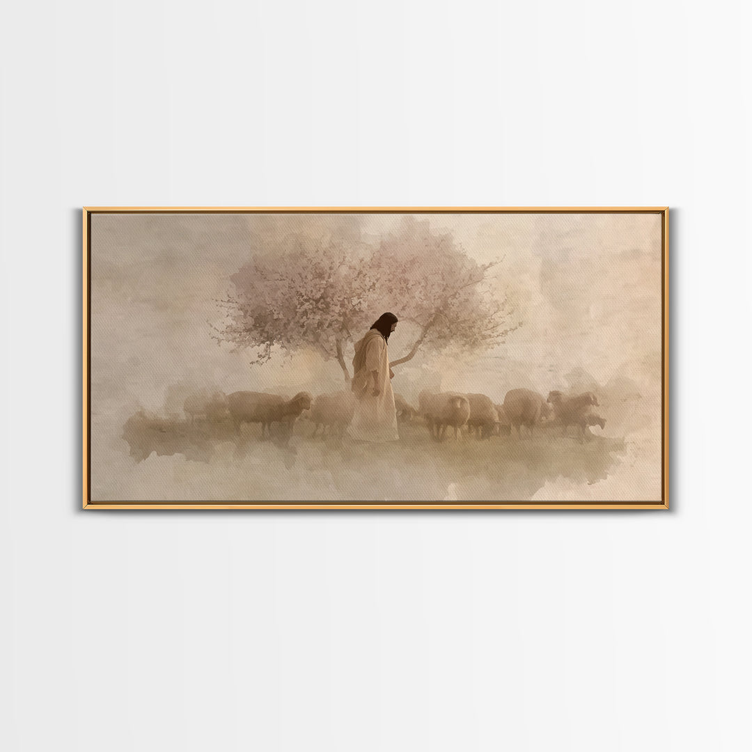 Gentle Shepherd – Framed Canvas Print – Christian Art Canvas – Jesus Painting – Christian Wall Art – Christian Art Print – Christian Christ