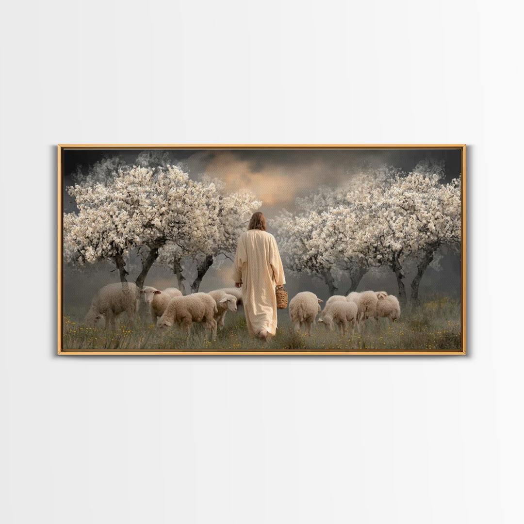 Orchard Guardian – Framed Canvas Print – Christian Art Canvas – Jesus Painting – Christian Wall Art – Moody Christian Art – Christian Art G