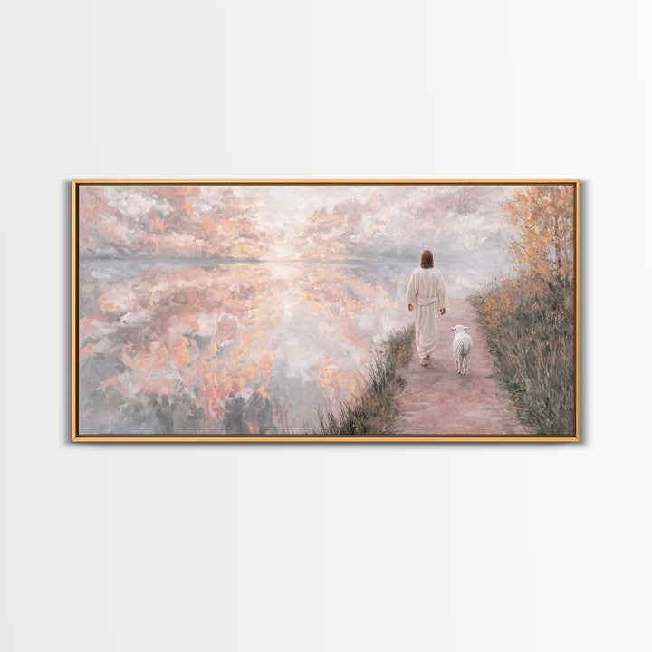 Guiding Shepherd Path – Framed Canvas Print – Christmas Art – Christian Decor – Christian Art Canvas – Jesus Painting – Christian Wall Art
