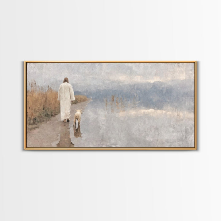 Silent Meadow Grace | Framed Canvas Print | Christian Decor | Christmas Art | Jesus Painting | Christian Art Canvas | Christian Wall Art