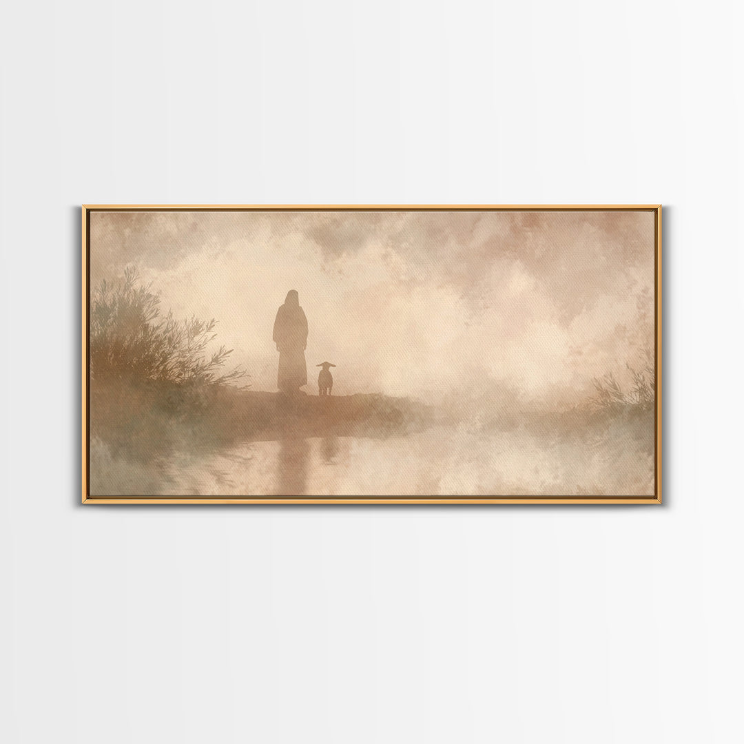 Heavenward Stroll – Framed Canvas Print – Christian Wall Art – Christian Art Canvas – Christian Decor – Christmas Art – Jesus Painting
