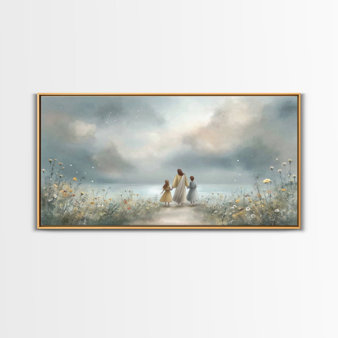 Distant Shore Peace – Framed Canvas Print – Christian Art Canvas – Christian Wall Art – Jesus Painting – Christian Decor – Christian Art