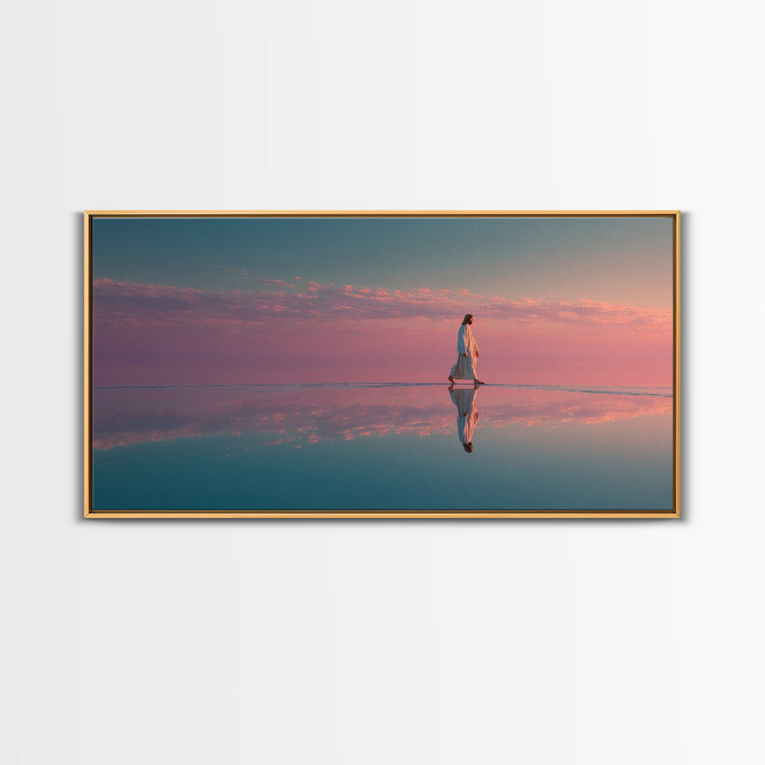 Blush Sky Promise, Framed Canvas Print, Christian Art Canvas, Christian Wall Art, Jesus Painting, Christian Christmas Art, Christian Gift I