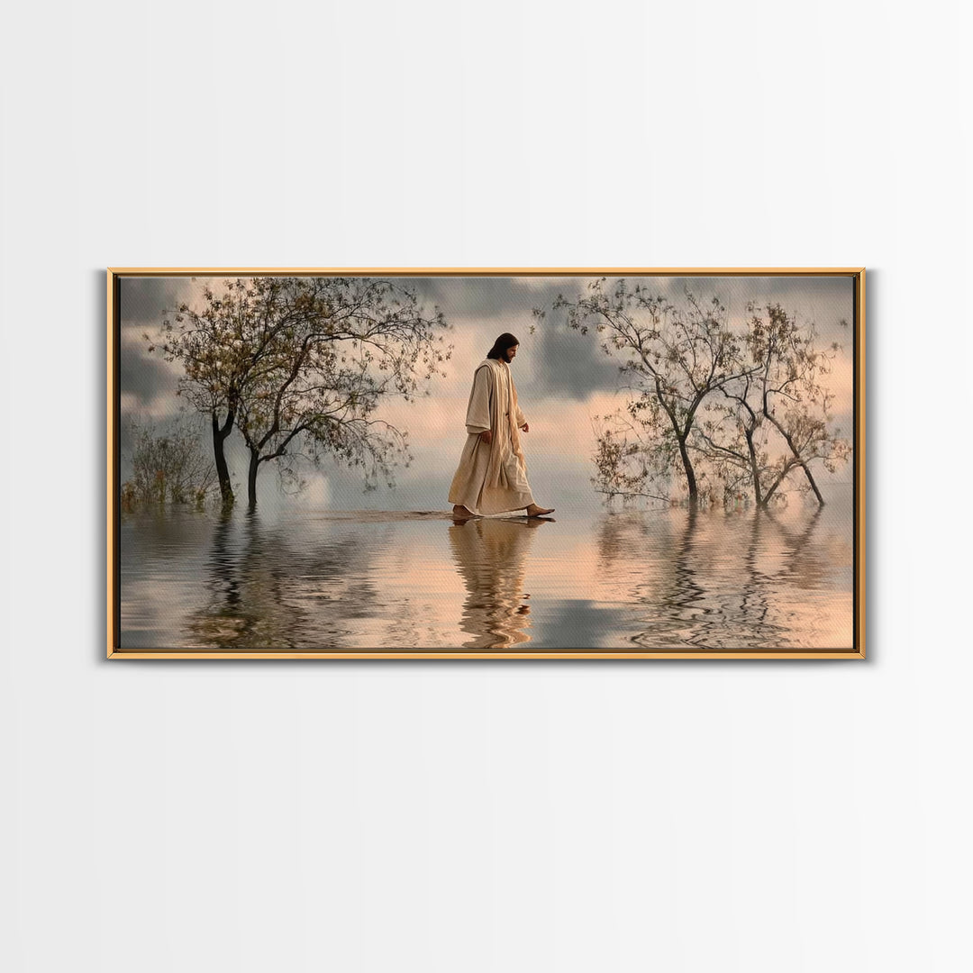 Twilight Shepherd Peace – Framed Canvas Print – Christian Christmas Art – Christmas Art – Christian Wall Art – Jesus Painting – Christian A