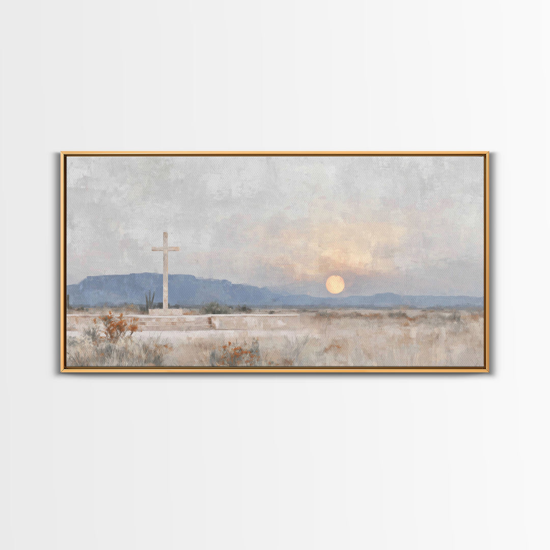 Cross Of The Horizon – Framed Canvas Print – Christian Wall Art – Christian Art Canvas – Christian Painting – Christian Decor – Christmas W