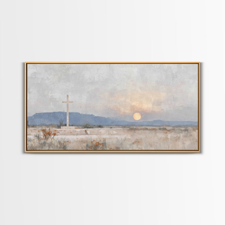 Cross Of The Horizon – Framed Canvas Print – Christian Wall Art – Christian Art Canvas – Christian Painting – Christian Decor – Christmas W
