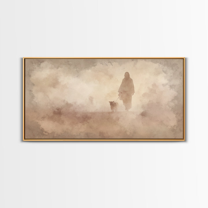 Shepherd And Lamb – Framed Canvas Print – Christmas Art – Jesus Painting – Christian Wall Art – Christian Art Canvas – Christian Christmas