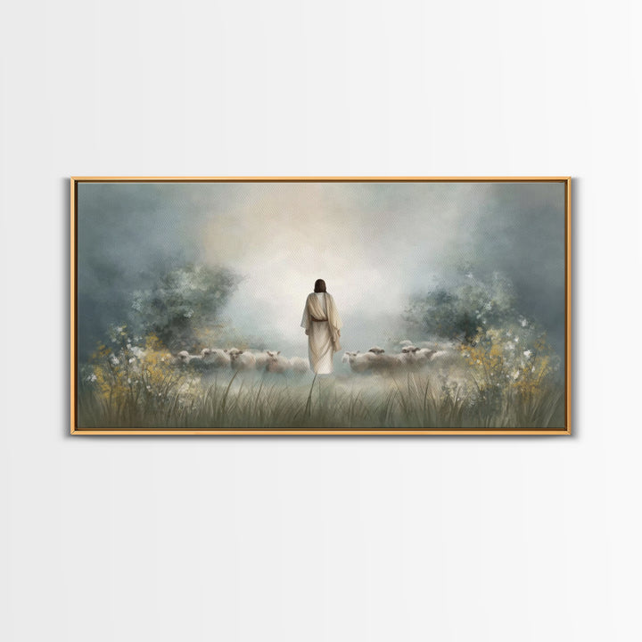 Radiant Flock Dawn – Framed Canvas Print – Jesus Painting – Christian Art Canvas – Christian Wall Art – Christian Christmas Art – Faith Art