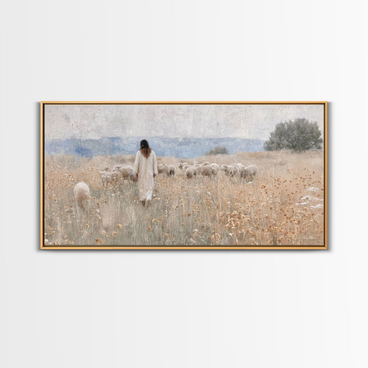 Shepherds Of Grace – Framed Canvas Print – Christian Wall Art – Jesus Painting – Christian Art Canvas – Christian Christmas Art – Christian