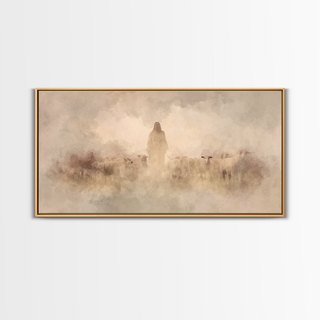 Clouded Holy Calm, Framed Canvas Print, Christian Art Canvas, Christian Wall Art, Jesus Painting, Christian Christmas Art, Modern Christian