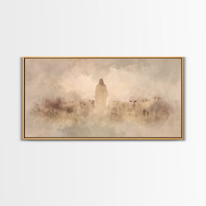 Clouded Holy Calm, Framed Canvas Print, Christian Art Canvas, Christian Wall Art, Jesus Painting, Christian Christmas Art, Modern Christian
