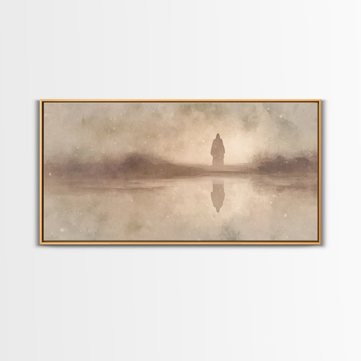 Silent Winter Path, Framed Canvas Print, Christian Art Canvas, Christian Art, Christian Wall Art, Jesus Painting, Christian Christmas Art