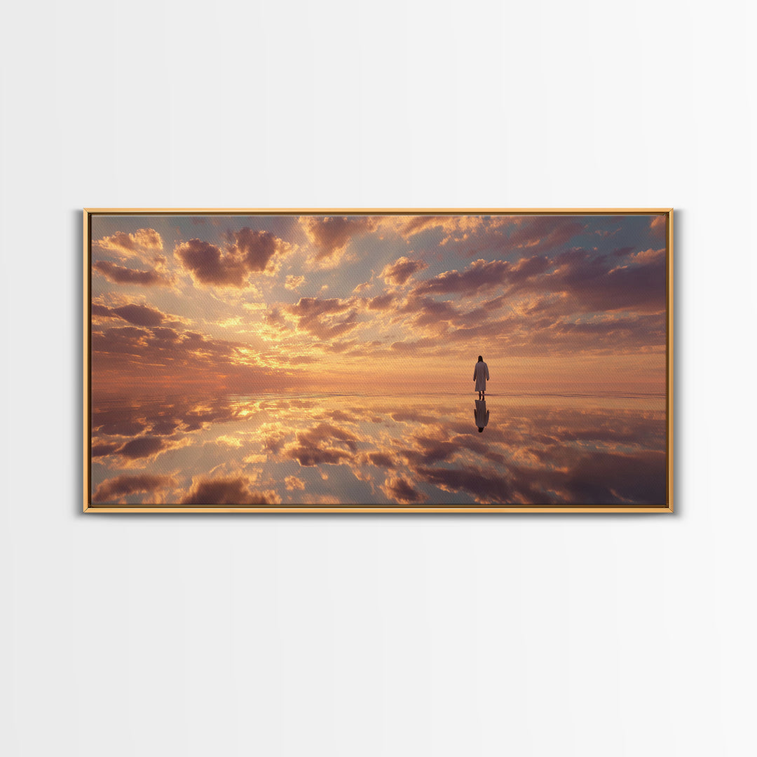 Heaven’s Horizon Walk – Framed Canvas Print – Christian Wall Art – Jesus Painting – Christian Art Canvas – Christian Art – Christmas Art –